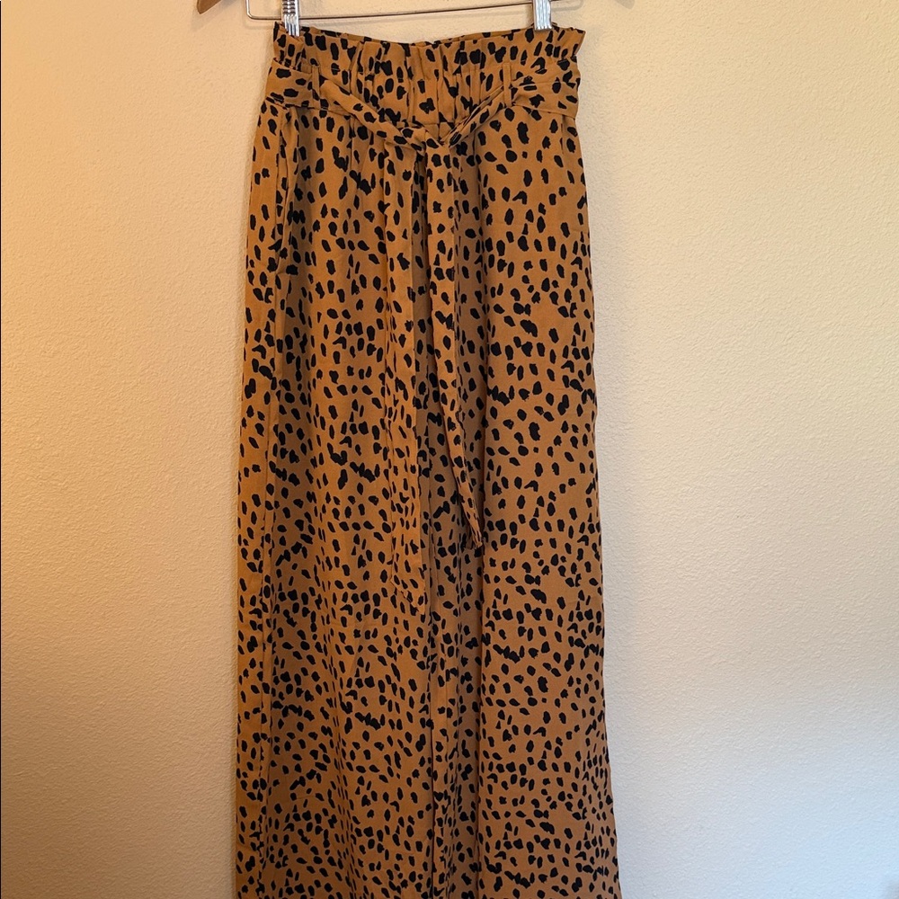 Entro Tan and Black Patterned Wide Leg Pants